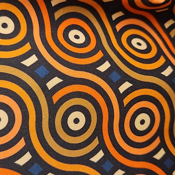 --Cute!-- Mod 60s inspired retro minidress OpArt brown orange navy geometric - Picture 3 of 8